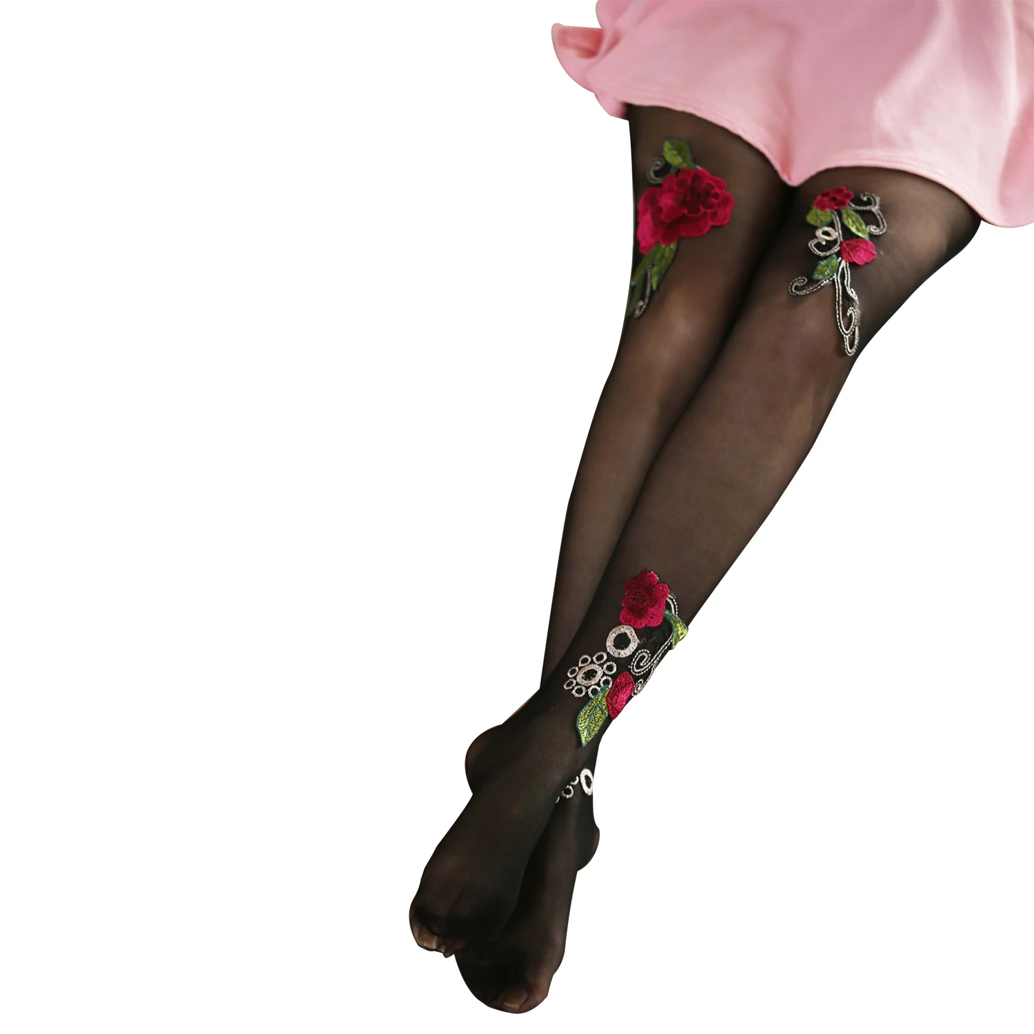 Fashion High quality Women's Sexy High Waist Tight Flower Embroidery