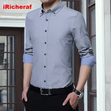 IRicheraf, мужские рубашки, одноцветные, без глажки, длинный рукав, мужская рубашка, повседневная, приталенная, модная, белая, черная, высокое качество, 3XL 4XL 5XL