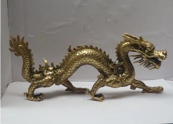 

Long Big 11"inch Metal crafts Home Decoration Chinese Brass Carved Dragon Statue/Chinese dragon Sculpture fast Shipping