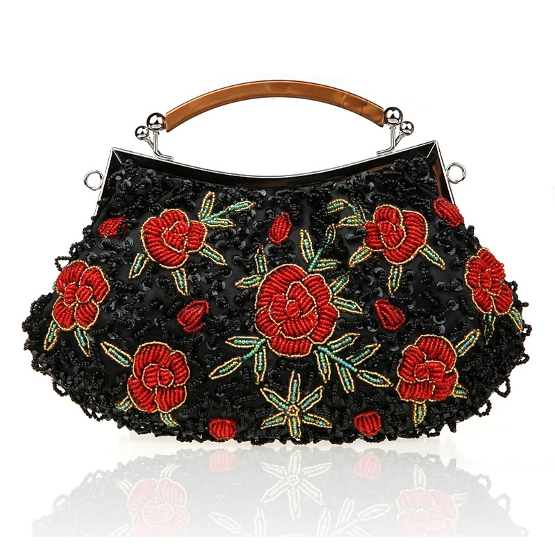 

Evening Bags Embroidery Flowers Beaded Clutch Bag Women 2018 Bridal Wedding Clutches Bag Handmade Tote Women Luxury Handbags
