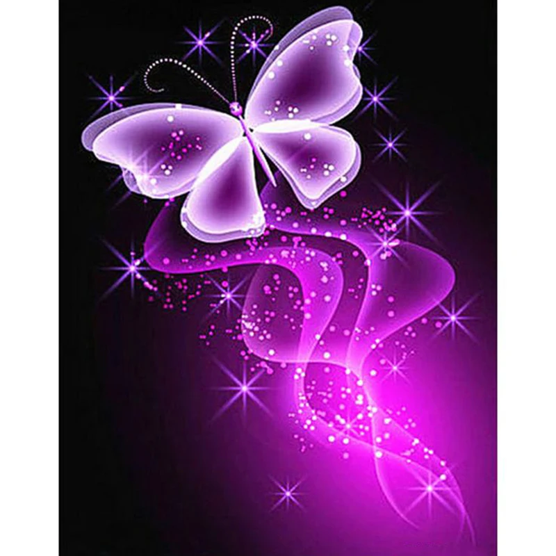 

5D DIY Full Square Diamond Painting Cross Stitch "Purple Butterfly" 3D Diamond Embroidery Rhinestone Mosaic Home Decor Gift