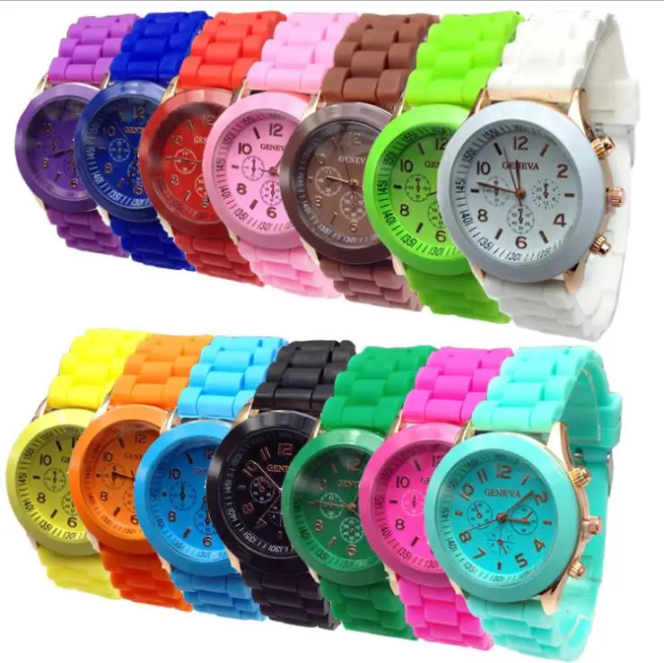 

Simple Casual Silicone Candy Jelly Color GENEVA Watches Fashion Students Watch Quartz Watches for Women