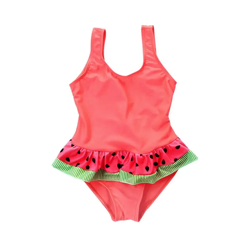 

Funfeliz Girls Swimsuit With Skirt 2-8 Years Watermelon One Piece Swimwear for Children 2018 Girls Swimming Suit Kids Bikini