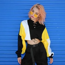 autumn patchwork womens clothing long sleeve japanese streetwear friends crop sweatshirt jogging femme stranger things