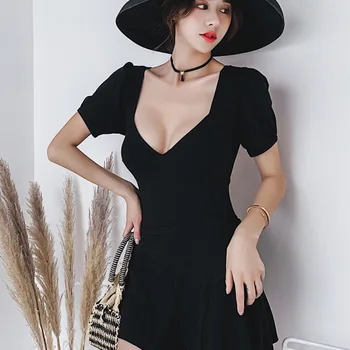 

Women's Bathing Suits Summer Swimsuits One Piece Thong Swimsuit Women Korean Sexy Backless Skirt High Waist Solid Polyester