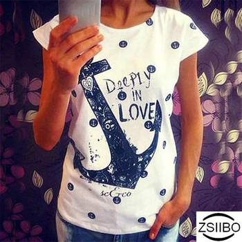 ZSIIBO Summer Tops Tee ladies short t shirt women Boat anchor t-shirt dress female tshirt woman clothes plus size Ukraine