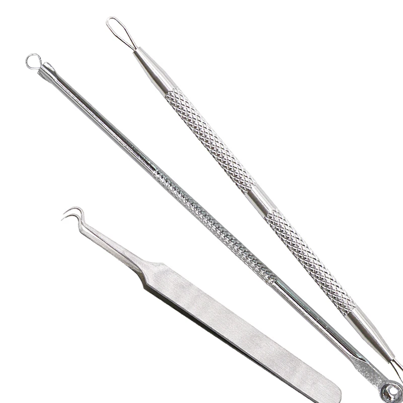 Пинцет для прыщей. Инструмент для вскрытия комедонов. Пинцет для выдавливания угрей. Щипчики для удаления комедонов. Экстрактор с иглой namazu, l-165 мм.