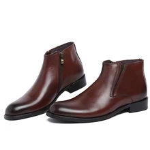 Mode braun tan herren stiefeletten kleid schuhe aus echtem leder büro schuhe herren business schuhe freies verschiffen