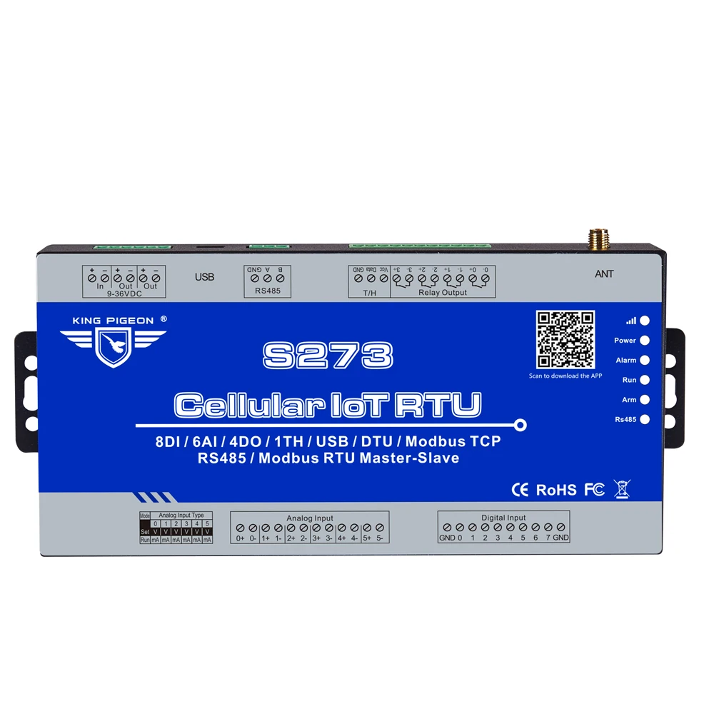 Промышленный IOT шлюз 3g 4G сотовая связь IoT Modbus RTU Slave/Master 1 RS485 поддерживает 80 I/O метки SMS контроллер сигнализации S273