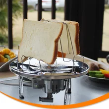 Outdoor Stainless Steel Bread Rack 4 Slice Toast Plate Camping Picnic Barbecue Folding Tray