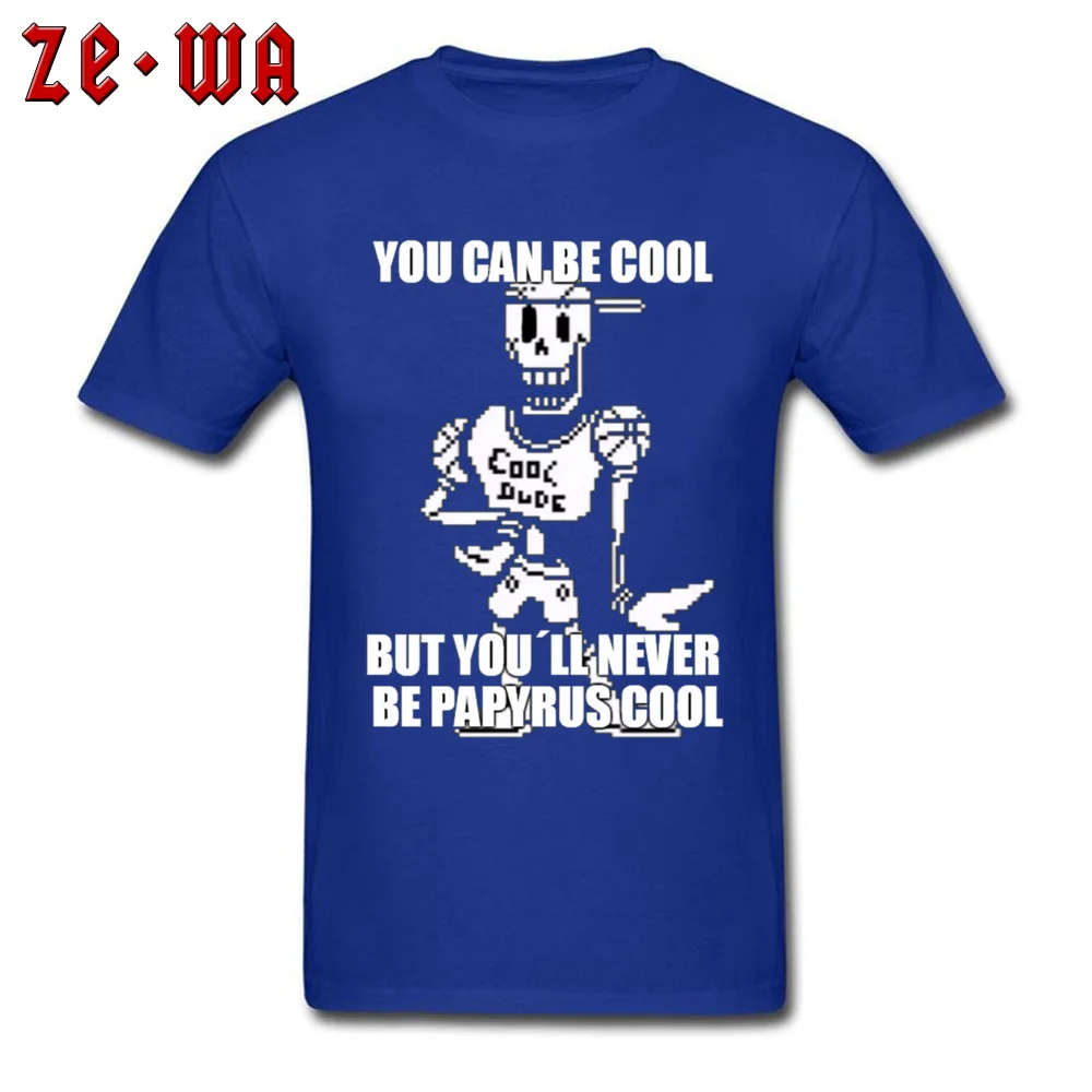 Printed OnSimple Style Short Sleeve Tops T Shirt Thanksgiving Day Newest O-Neck Pure Cotton Tees Men's T-shirts Printed  Undertale Papyrus - Cool Dude Meme -5317 blue