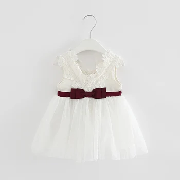 

Summer Baby Dress Lace Flower Dresses White V-neck Bow Princess Baby Girls Clothes Pink Cotton Soft Newborn vestido ropa bebe