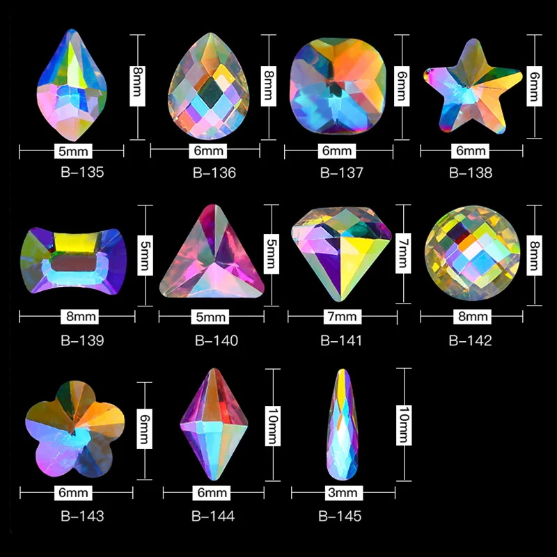 MEET ACROSS 10 шт./компл. хрустальные блестящие 3D Стразы для ногтевого дизайна AB