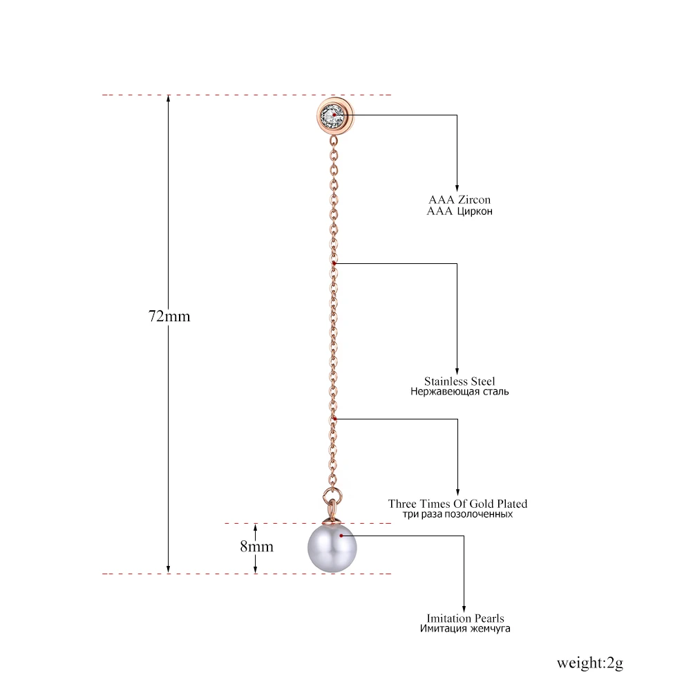Lokaer трендовые титановые из нержавеющей стали жемчужные Богемские серьги-подвески с искусственным жемчугом и фианитами Кристальные Висячие серьги для женщин E19155