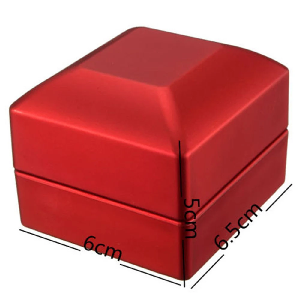 Роскошное кольцо кожаная коробка с светодиодный свет обручальные Обручальные кольца случае коробки Красный Прямая поставка