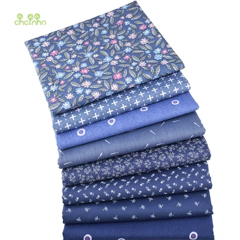 

Chainho,Dark Blue Floral Series,Printed Twill Cotton Fabric,For DIY Sewing & Quilting,Handicraft For Baby&Children MaterialCC311