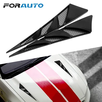 

FORAUTO 1 Pair Car Hood Stickers ABS Side Air Intake Flow Vent Cover Decorative Decals Auto Exterior Decoration Black Universal