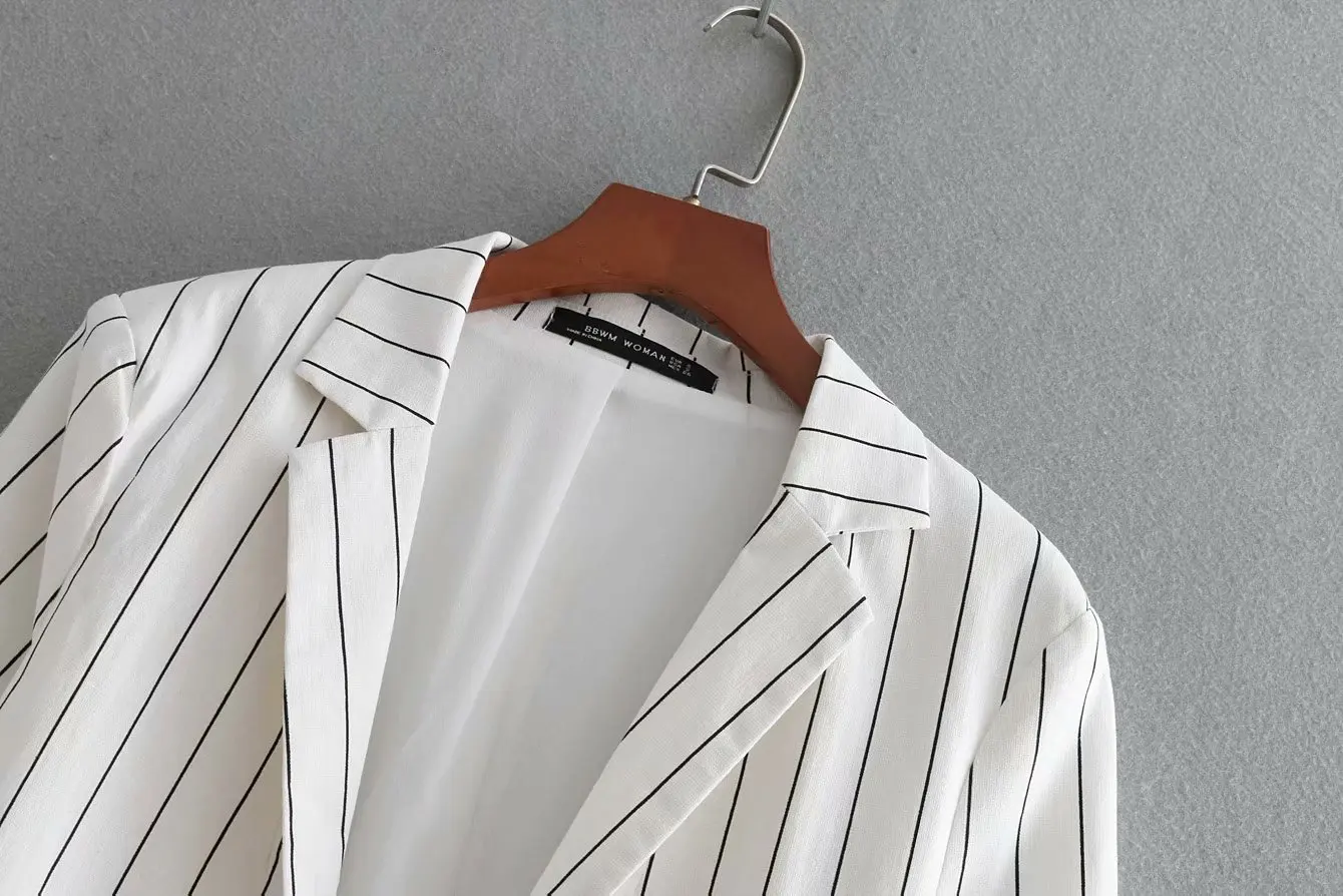 Set female 2018 autumn new temperament fashion loose striped small suit jacket + trousers elegant two-piece casual women