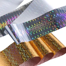 2 модели 4*100 см Холо Звездная Фольга Золотая, серебряная клетчатая линия маникюр ногтей переводная наклейка