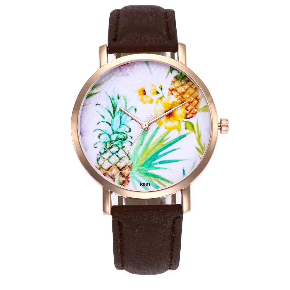 

Quartz wristwatches Women Pattern Watch Woman Dress Watches Cute Unicorn Pineapple Potted Plants Fruits Watch Halloween Gift