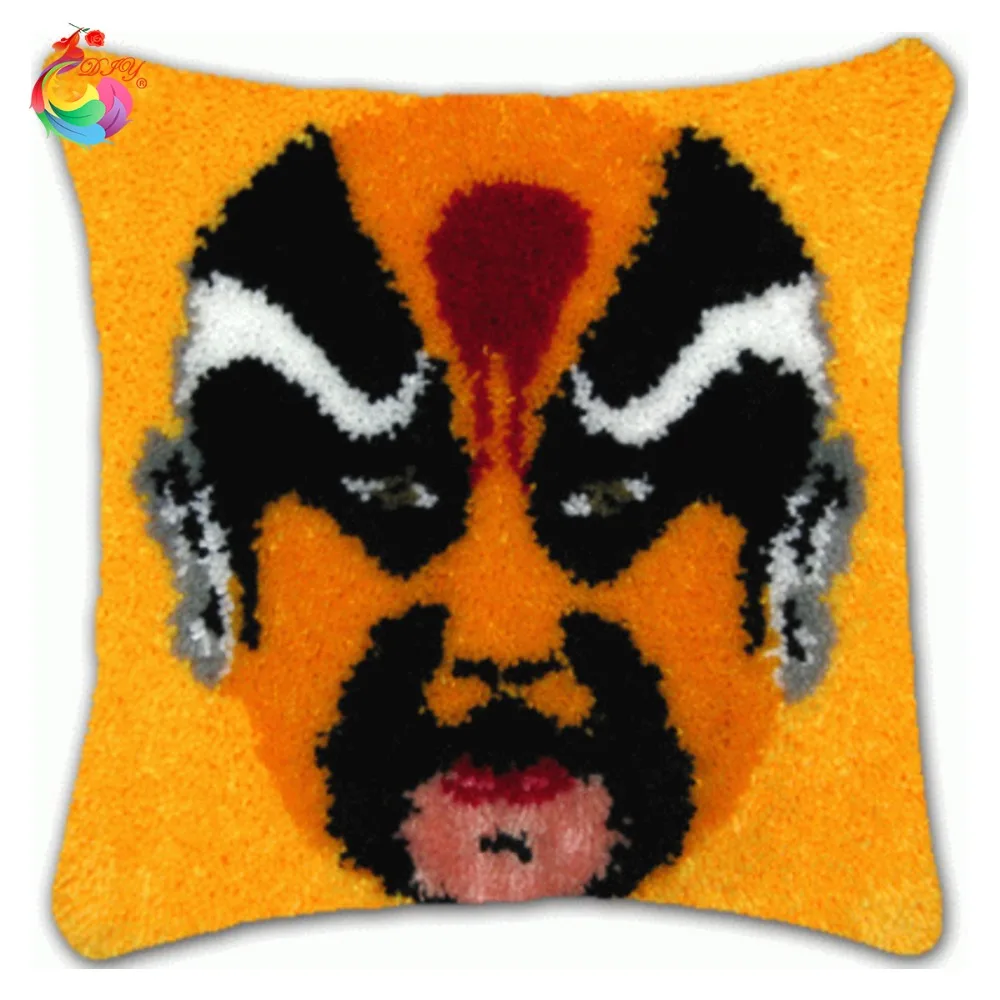 

Newest!Unfinished Yarn Embroidery Set Pillowcase Latch Hook Cushion Kits Gift DIY Needlework Crocheting Throw Pillow China mask