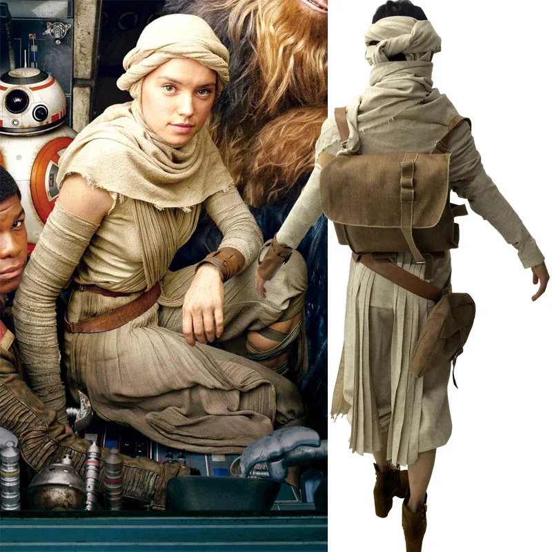 

star wars costume adult the force awakens Rey cosplay costume with bag
