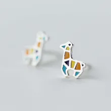 Милые Цветной Жираф коты серьги 925 пробы Серебряные серьги для Для женщин девушке подарок животного стерлингового серебра-аксессуары и украшения