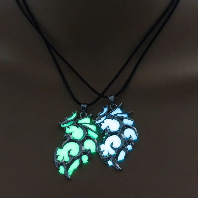 Dragon Luminous Pendant Necklace For Mens Punk Jewelry darkness middle