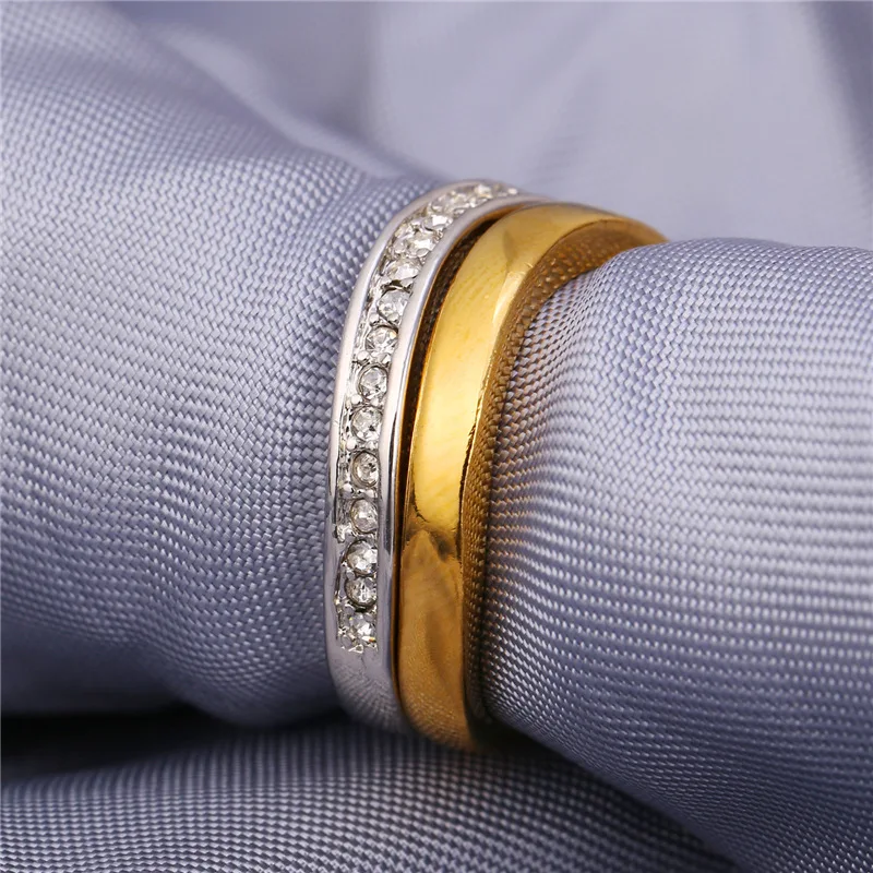 Кольцо Starlord для пары из желтого золота со стразами, обручальные кольца для мужчин и женщин с подарочной коробкой R104