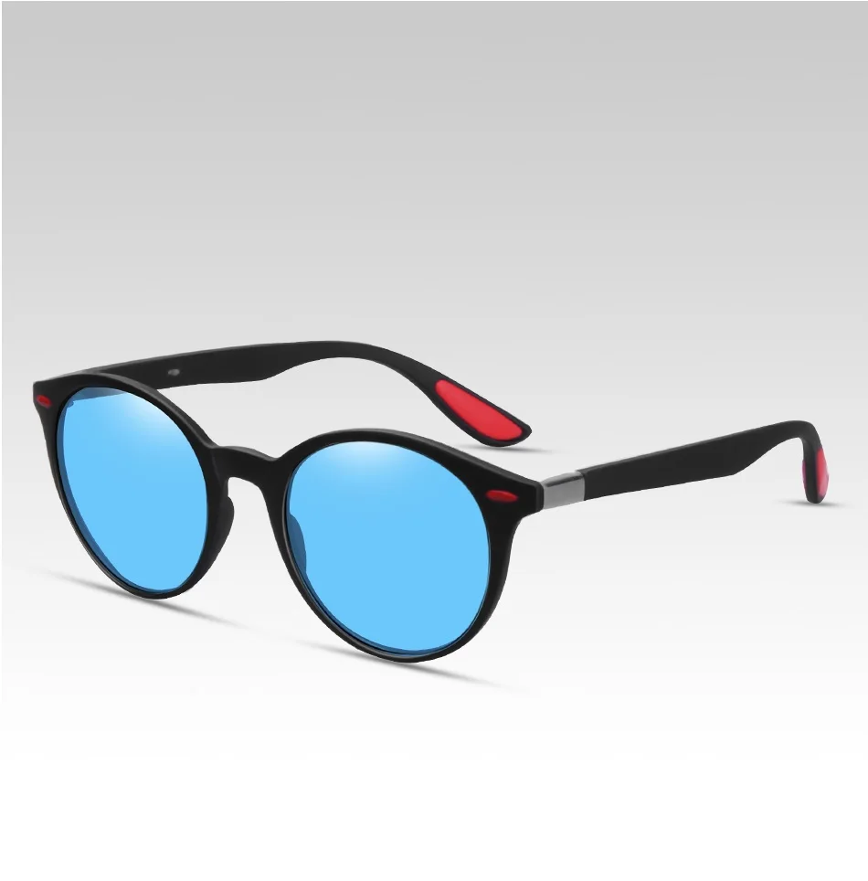 Круглые ретро поляризованные солнцезащитные очки для мужчин и женщин для вождения солнцезащитные очки фирменный дизайн uv400 - Цвет линз: black blue