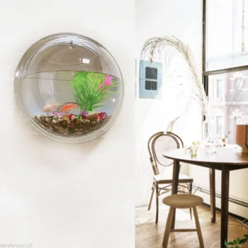 

Home Semicircular Wall Hanging Vase Acrylic Hydroponic Terrarium Fish Tank Plant Flower Home Decor Wedding Decoration