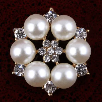 

30pcs/Lot New 27MM Flower Rhinestone ABS Pearl Alloy Buttons Embellishment Flatback DIY Hair Bow Decorations