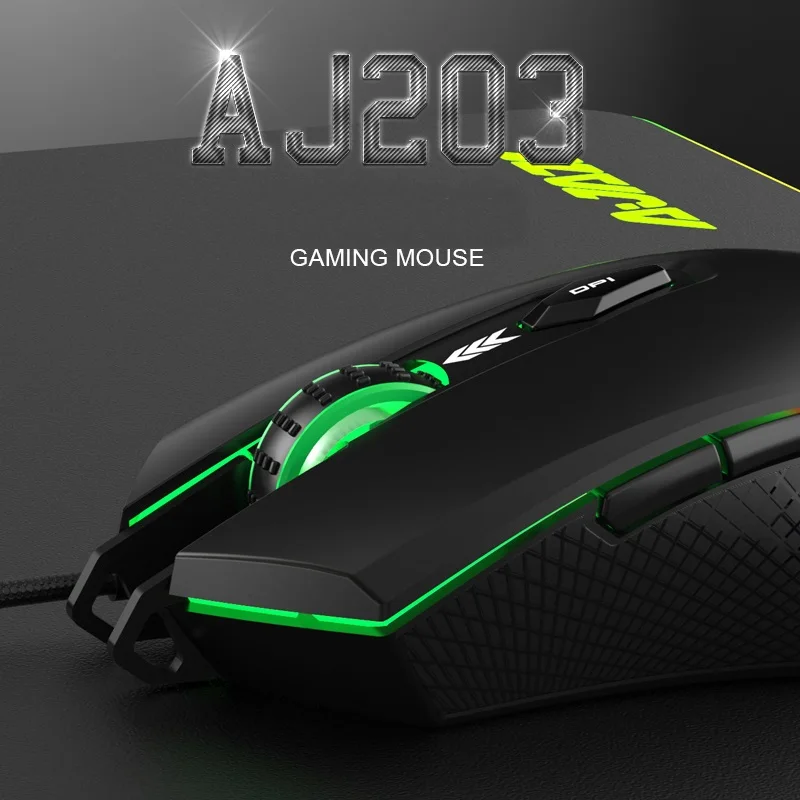 Новинка эргономичная Проводная компьютерная мышь Ajazz AJ203 с RGB-подсветкой USB для
