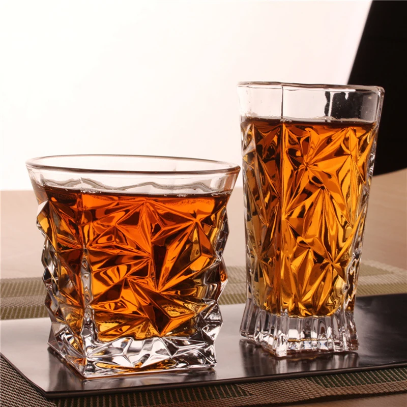 Lead Free Crystal Glass Whiskey Beer Mug Mouthwash Diamond Base Round