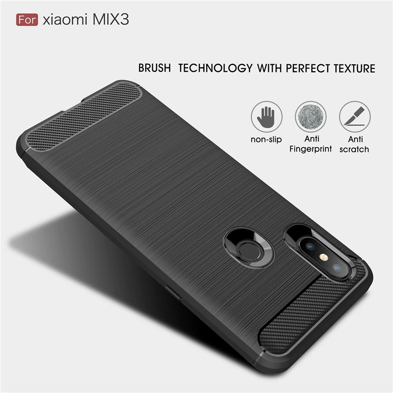 Xiaomi Mi Mix 3 Case Cover QAZ Maggie Silicone Soft TPU Brushed Carbon Fiber Texture For | Мобильные телефоны и
