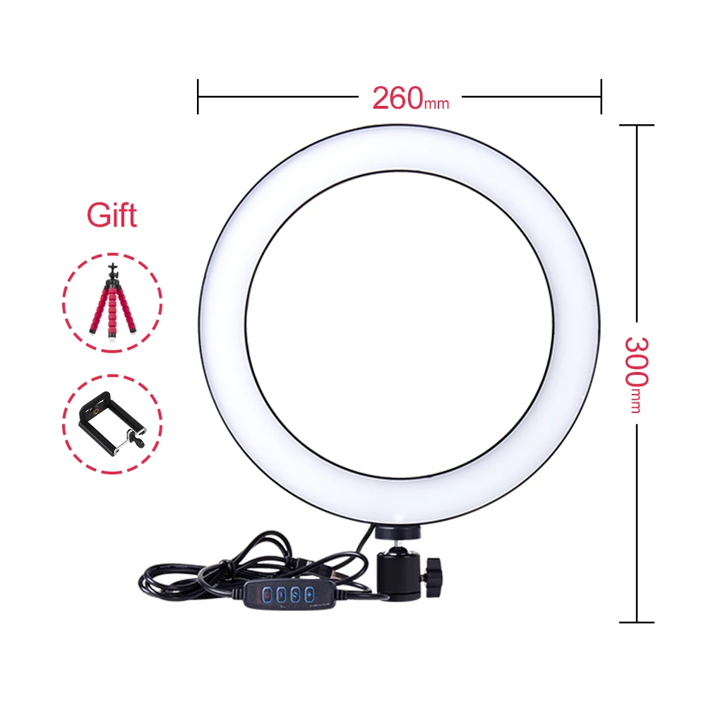 16/26 см фотографии светодиодный селфи кольцо светильник лампа Steepless светильник ing кольцо с регулируемой яркостью с головку колыбели для мобильного телефона в реальном времени YouTube лампа
