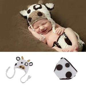 Image for Newborn Baby Crochet Knit Costume Crazy Cow Infant 