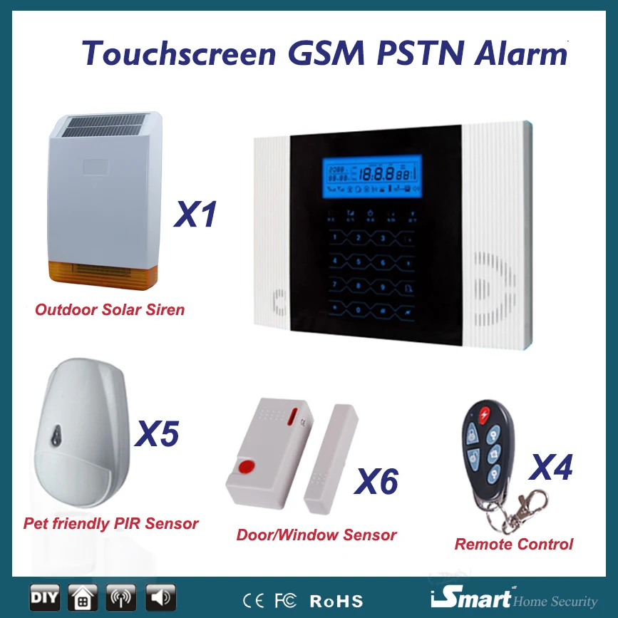 Good Quality Touchscreen Keypad GSM PSTN Wireless Home Office Alarme