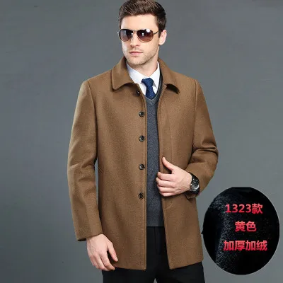 Мужской на осень-зиму шерсть верхняя одежда шерстяное пальто большие размеры утолщение средней длины плюс бархат пальто Abrigo де Лана Casaco de la - Цвет: Style19 plus velvet