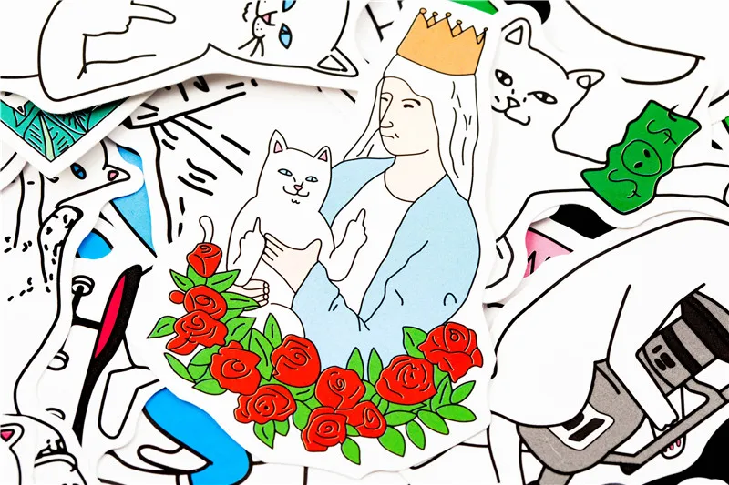 50pcsLot Funny Cartoon anime cat Stickers For children Moto & Suitcase Cool Laptop Graffiti Stickers Skateboard Kids Stickers (5)