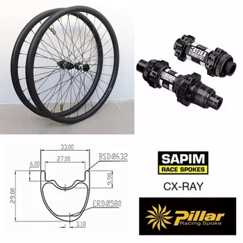 

29er Carbon MTB Wheels XC 33mm tubeless 28H 32H Mtb wheels 29/27.5er thru axle 15*100/12*142 Carbon Mountain Bike Wheelsset