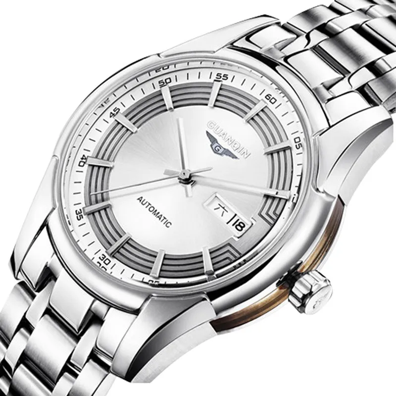 Часы мужские люксовый бренд GUANQIN Мужские механические часы водонепроницаемые 30 м календарь наручные часы из нержавеющей стали спортивные мужские часы