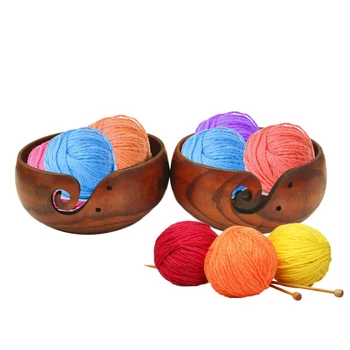 

1PXS Eco-friendly Wooden Yarn Storage Bowl Organizer for Knitting Crocheting