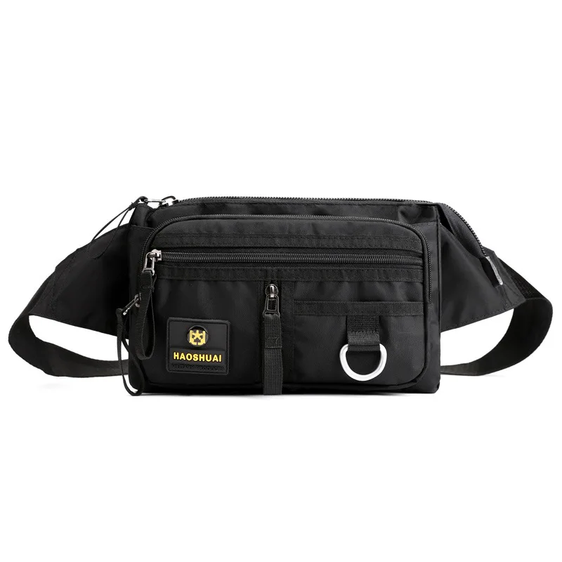 Мотоциклетная Мужская поясная сумка на талию, сумки высокого качества, военная сумка на плечо, Мужская нейлоновая сумка для путешествий, поясная сумка - Цвет: Black