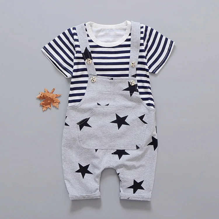 2017 summer Baby boys Clothing Sets infant Shirt+short overalls 2pcs