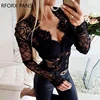 Sheer Eyelash Lace Long Sleeve Bodysuit Long Sleeve Women Tops ► Photo 1/5