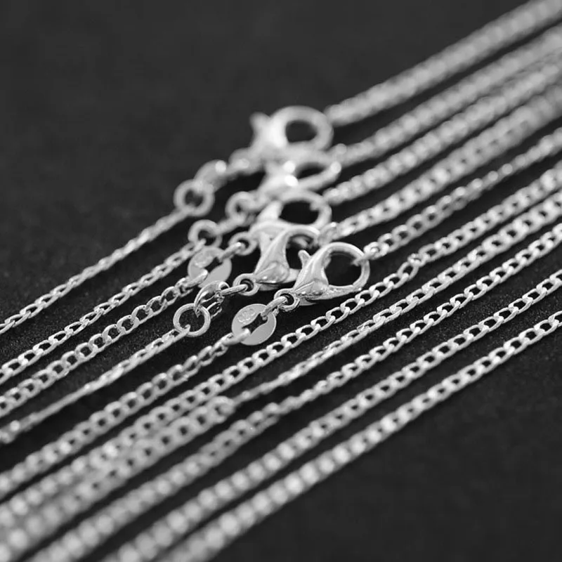 10pcs/lot Wholesale Silver Plated Curb Necklace Chains, 2mm Fashion 925