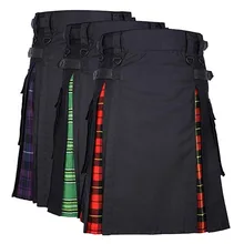 Новые мужские повседневные брюки с регулируемой талией, одноцветные клетчатые панковские хип-хоп авангардные мужские модные шотландские брюки