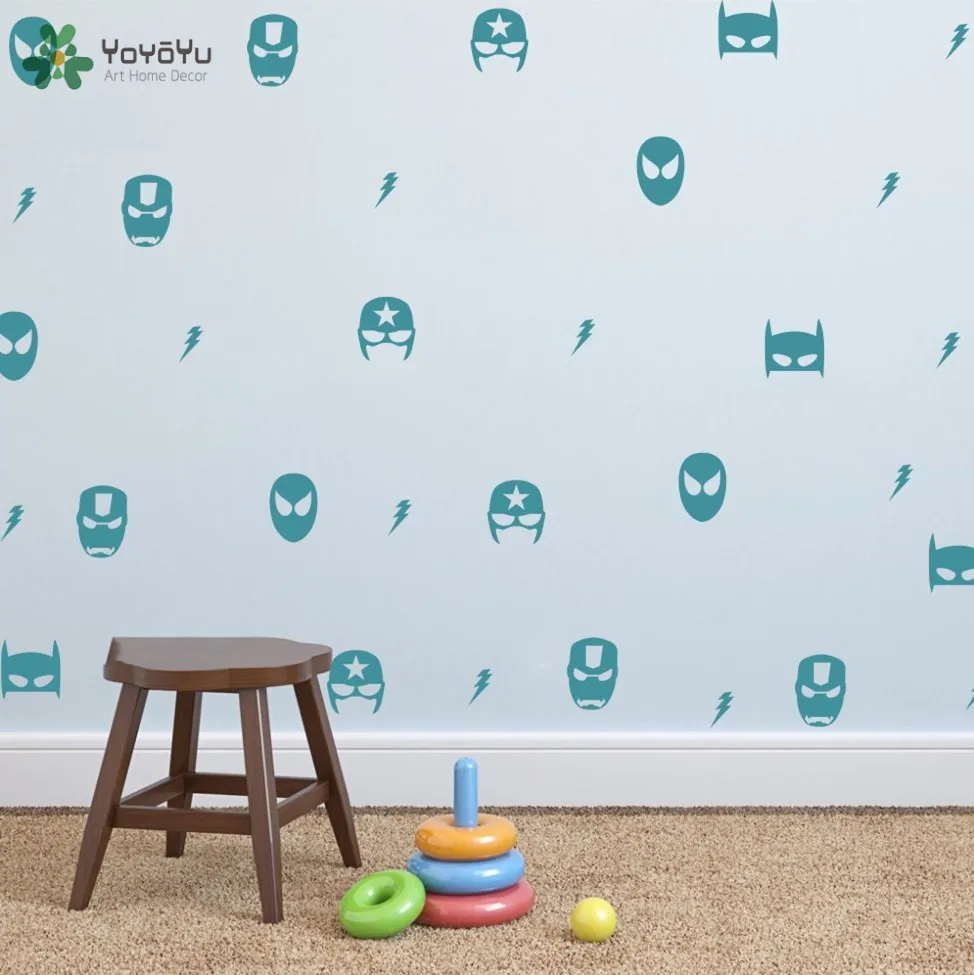 Set Of 28 Large Pcs Of Marvel Mask Wall Stickers Boys