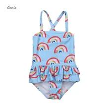 От 0 до 5 лет малышей Купальник цвета радуги Одежда для детей; малышей; девочек цветочный Одна деталь купальники бикини ванный Комплект Детская Одежда для пляжа